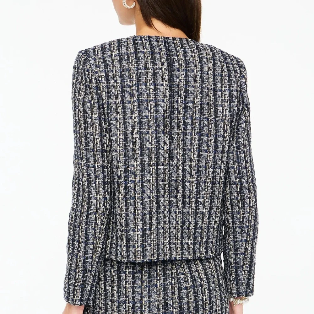 New JCREW Tweed Lady Jacket in Tweed Black Navy - Picture 4 of 6